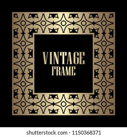 Art deco border and frame. Creative template in style of 1920s for your design. Vector illustration. Vintage retro invitation. EPS 10