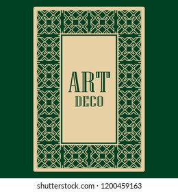 Art deco border and frame. Creative template in style of 1920s for your design. Vector illustration. EPS 10