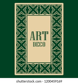 Art deco border and frame. Creative template in style of 1920s for your design. Vector illustration. EPS 10