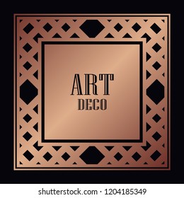 Art deco border and frame. Creative template in style of 1920s for your design. Vector illustration. EPS 10