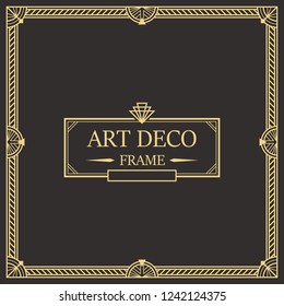 Art deco border and frame. Creative template in style of 1920s for your design. Vector illustration. EPS 10