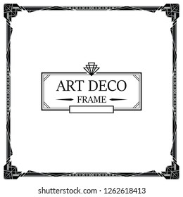 Art deco border and frame. Creative template in style of 1920s for your design. Vector illustration. EPS 10