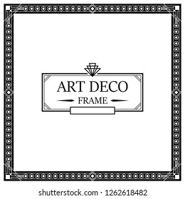 Art deco border and frame. Creative template in style of 1920s for your design. Vector illustration. EPS 10