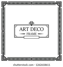 Art deco border and frame. Creative template in style of 1920s for your design. Vector illustration. EPS 10