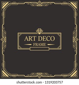 Art deco border and frame. Creative template in style of 1920s for your design. Vector illustration. EPS 10