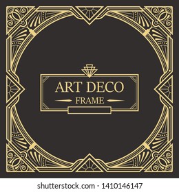 Art Deco Border And Frame. Creative Template In Style Of 1920s For Your Design. Vector Illustration. EPS 10