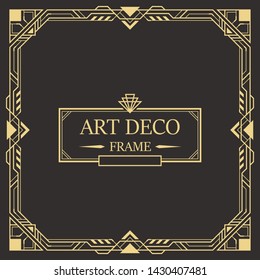Art deco border and frame. Creative template in style of 1920s for your design. Vector illustration. EPS 10