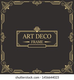 Art deco border and frame. Creative template in style of 1920s for your design. Vector illustration. EPS 10