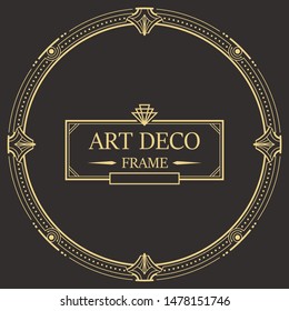 Art Deco Border And Frame. Creative Template In Style Of 1920s For Your Design. Vector Illustration. EPS 10