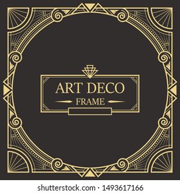 Art deco border and frame. Creative template in style of 1920s for your design. Vector illustration. EPS 10
