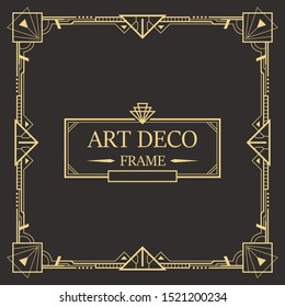 Art deco border and frame. Creative template in style of 1920s for your design. Vector illustration. EPS 10