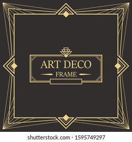 Art deco border and frame. Creative template in style of 1920s for your design. Vector illustration. EPS 10