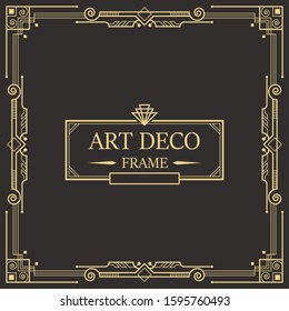 Art deco border and frame. Creative template in style of 1920s for your design. Vector illustration. EPS 10
