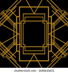 Art deco border and frame. Creative template in style of 1920s for your design. Vector illustration. EPS 10