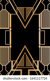 Art deco border and frame. Creative template in style of 1920s for your design. Vector illustration. EPS 10