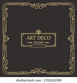 Art deco border and frame. Creative template in style of 1920s for your design. Vector illustration. EPS 10