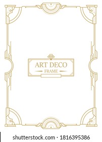 Art deco border and frame. Creative template in style of 1920s for your design. Vector illustration. EPS 10