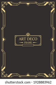 Art deco border and frame. Creative template in style of 1920s for your design. Vector illustration. EPS 10