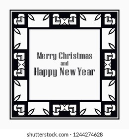 Art deco border and frame. Merry Christmas and Happy New Year greeting card. 2019 year. Creative template in style of 1920s for your design. Vector illustration. EPS 10