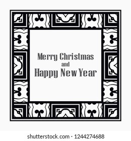 Art deco border and frame. Merry Christmas and Happy New Year greeting card. 2019 year. Creative template in style of 1920s for your design. Vector illustration. EPS 10
