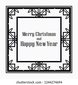 Art deco border and frame. Merry Christmas and Happy New Year greeting card. 2019 year. Creative template in style of 1920s for your design. Vector illustration. EPS 10