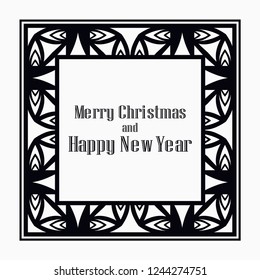 Art deco border and frame. Merry Christmas and Happy New Year greeting card. 2019 year. Creative template in style of 1920s for your design. Vector illustration. EPS 10