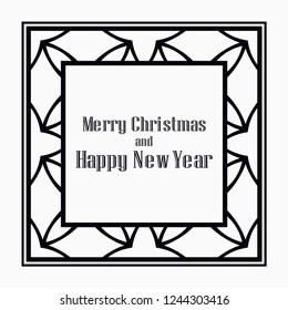 Art deco border and frame. Merry Christmas and Happy New Year greeting card. 2019 year. Creative template in style of 1920s for your design. Vector illustration. EPS 10