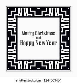 Art deco border and frame. Merry Christmas and Happy New Year greeting card. 2019 year. Creative template in style of 1920s for your design. Vector illustration. EPS 10