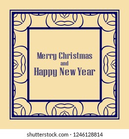 Art deco border and frame. Merry Christmas and Happy New Year greeting card. 2019 year. Creative template in style of 1920s for your design. Vector illustration. EPS 10