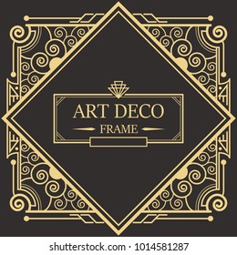 Art deco border and frame style. Creative template geometric frame for your design. Vector illustration. EPS 10