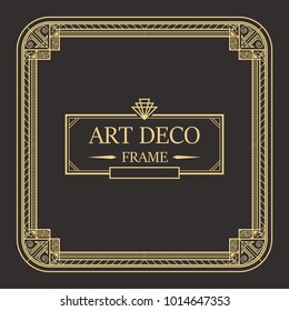 Art deco border and frame style. Creative template geometric frame for your design. Vector illustration. EPS 10