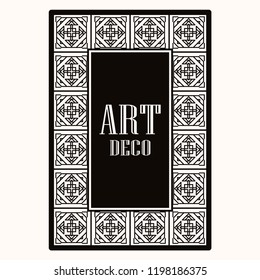 Art deco border frame. Template for design. Vector illustration
