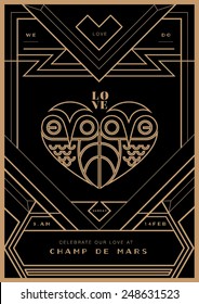 Art Deco Border Template Vector/ Wedding Invitation/ Valentines Day Proposal Card