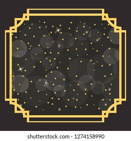Art deco borders and frames.With sparks and spangles.Template in style of 1920s design vector.
