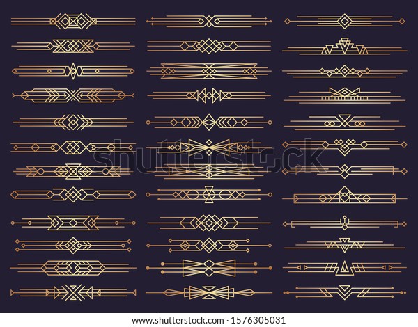 Art deco borders. Retro
dividers shapes decorative ornament elements abstract graphics
vector template