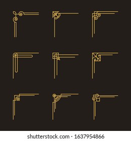 Art deco borders. Set of art deco borders and headers. Art deco borders in dark background