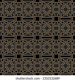 Art Deco bricks. Seamless pattern luxury style. Packaging or menu design. Vector. Golden tiles.