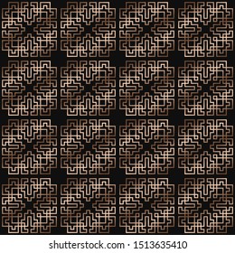 Art Deco bricks. Seamless pattern luxury style. Packaging or menu design. Vector. Golden tiles.