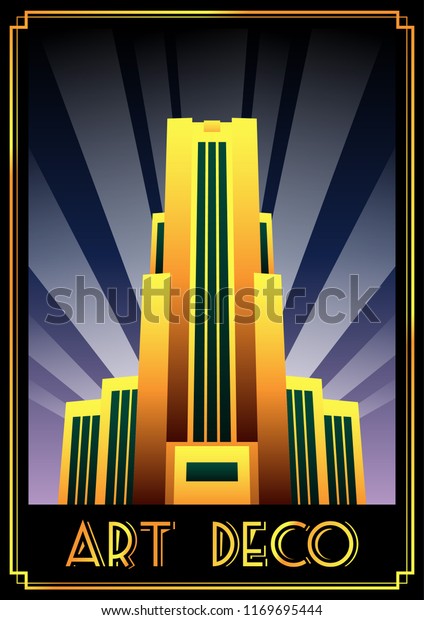 art deco building vector