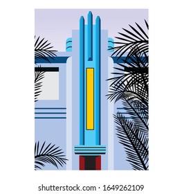 art deco building vector background