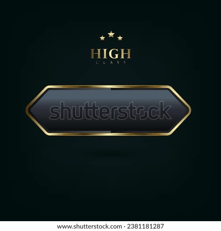 An art deco button isolated on black background. Realistic vector illustration of bronze, golden, silver metal luxury ui concepts with sophisticated decoration. Medieval style border