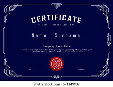 art deco certificate border design vector template