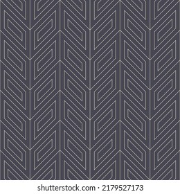 Art Deco Chevron Outline Repetitive Pattern Vector Abstract Background. Geometric Thin Lines Parallelogram Structure Subtle Texture Seamless Pale Grey Wallpaper. Line Art Graphic Minimal Illustration