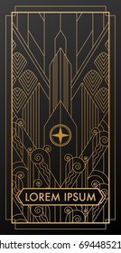 Art Deco City Gold Invitation