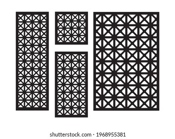 Art deco cnc pattern. Decorative panel, screen,wall. Vector cnc panels set for laser cutting. Template for interior partition, room divider, privacy fence