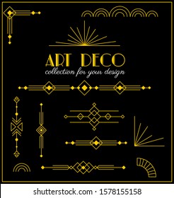 Art Deco Collection Of Decorative Elements Vector