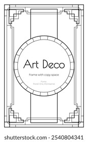 Art Deco colorir página preto e branco design. Vintage geométrica art deco quadro com espaço de cópia.