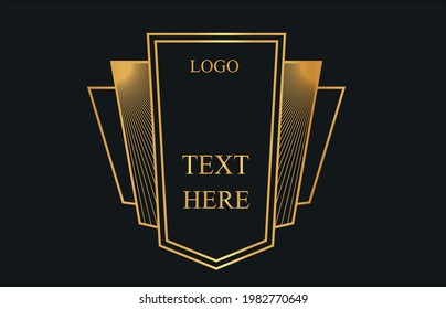 art deco company logo frame decorations vector