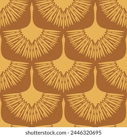 Art deco crane seamless vector pattern. Light beige abstract cranes on light brown background. Warm muted colors.