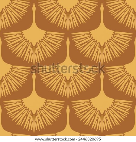 Art deco crane seamless vector pattern. Light beige abstract cranes on light brown background. Warm muted colors.